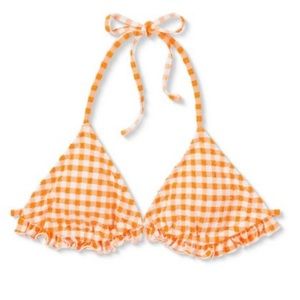 NWT WILD FABLE TRIANGLE BIKINI TOP ORANGE WHITE
